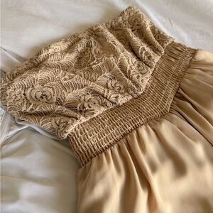 Monteau Tan Strapless Jumpsuit